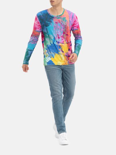 mens premium cotton long sleeve custom printed