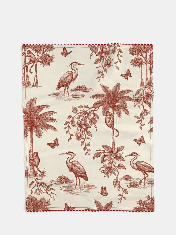 toucan design printed tea towels